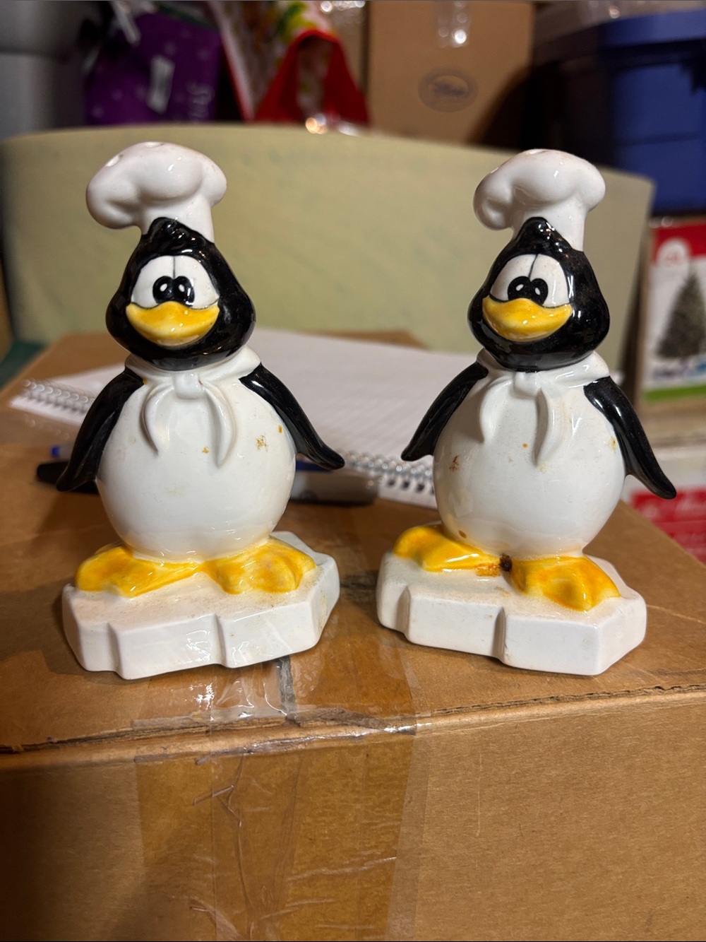 Penguin Chef Ceramic Salt & Pepper Shaker Set - White, Black & Yellow